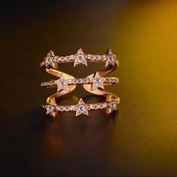 18K ROSE GOLD DIAMOND MULTI LAYER ADJUSTABLE RING - Picture 6 of 7